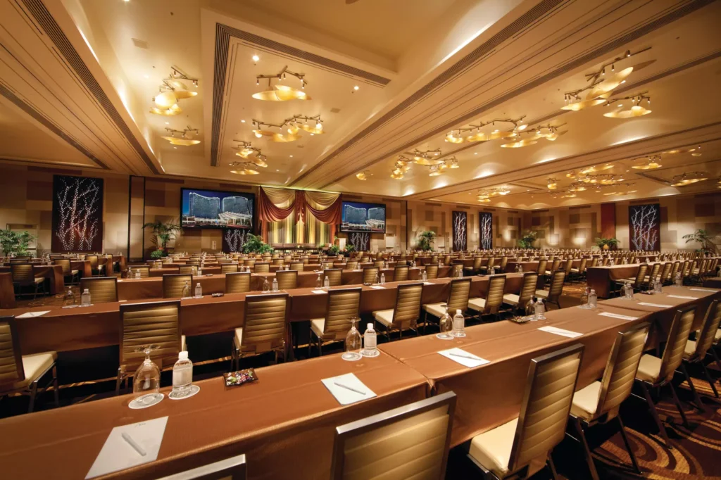 Meeting space at ARIA Las Vegas set for a corporate event by Corporate Events Las Vegas